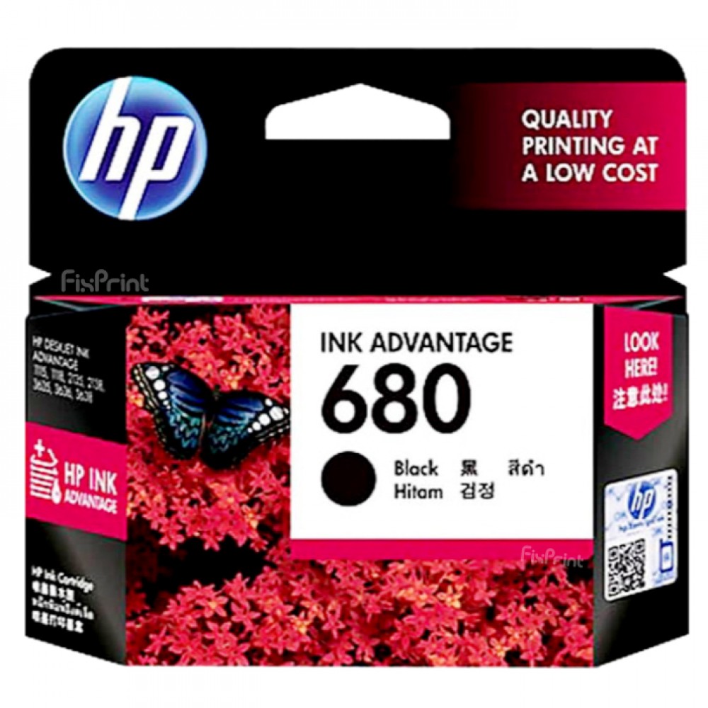 Cartridge Original HP 680 Black F6V27AA, Tinta Printer HP Deskjet 1115 1118 2135 2138 2675 2676 2677 2678 3635 3636 3638 3775 3776 3777 3778 3779 3835 3838 4535 4536 4538 4675 4678 5075 5078 5085 5088 5275 5278 All-in-One