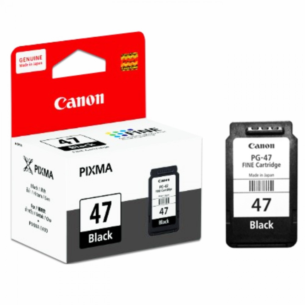 Cartridge Tinta Original Canon PG47 PG-47 PG 47 Black, Cartridge Printer Canon E3370 E4270 E3170 E400 E410 E417 E460 E470 E477 E480 Original