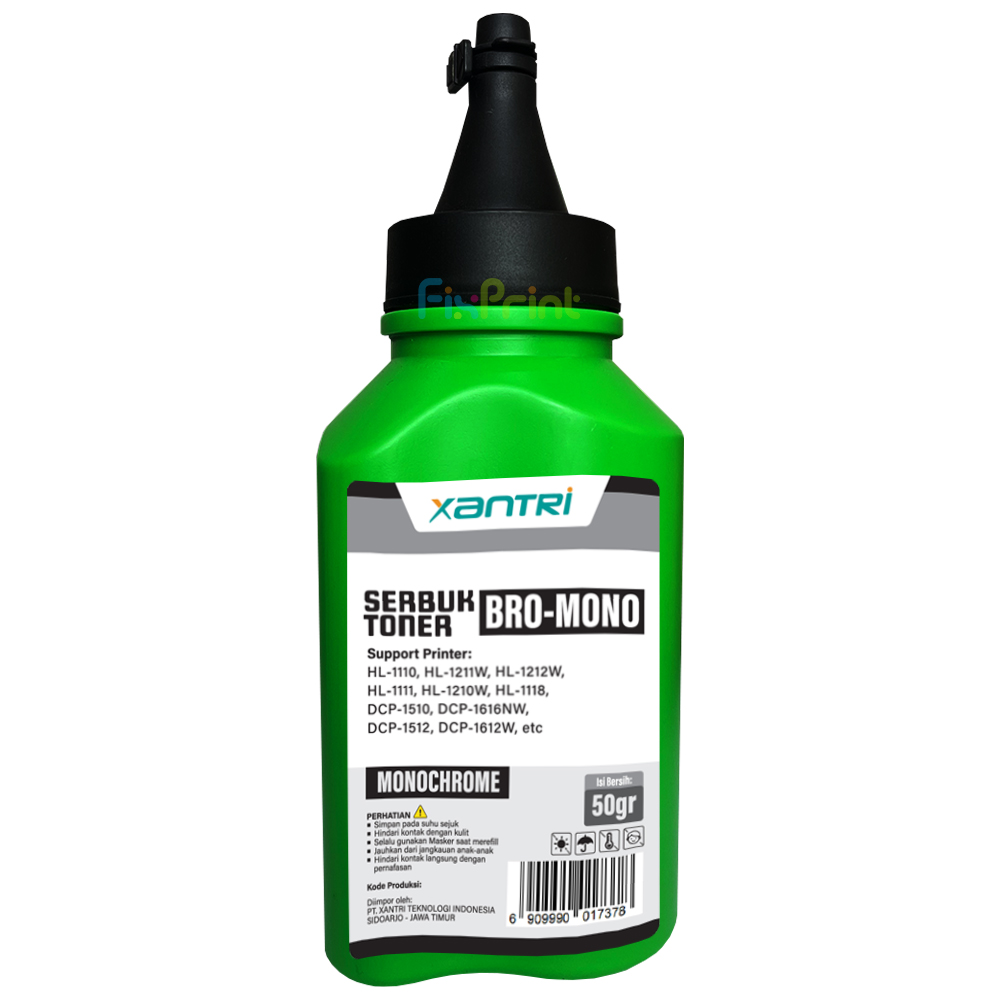 Serbuk Xantri Bro TN1000 50gr tn1080 Tn1030 TN1040 TN1050 TN1060 TN1075 Xe P115 M115, Bubuk Printer HPC Hl1110 Hl1111 Hl1112 HL1118 HL1211w MFC1810 Dcp1510 Dcp1511 Dcp1512 Dcp1515